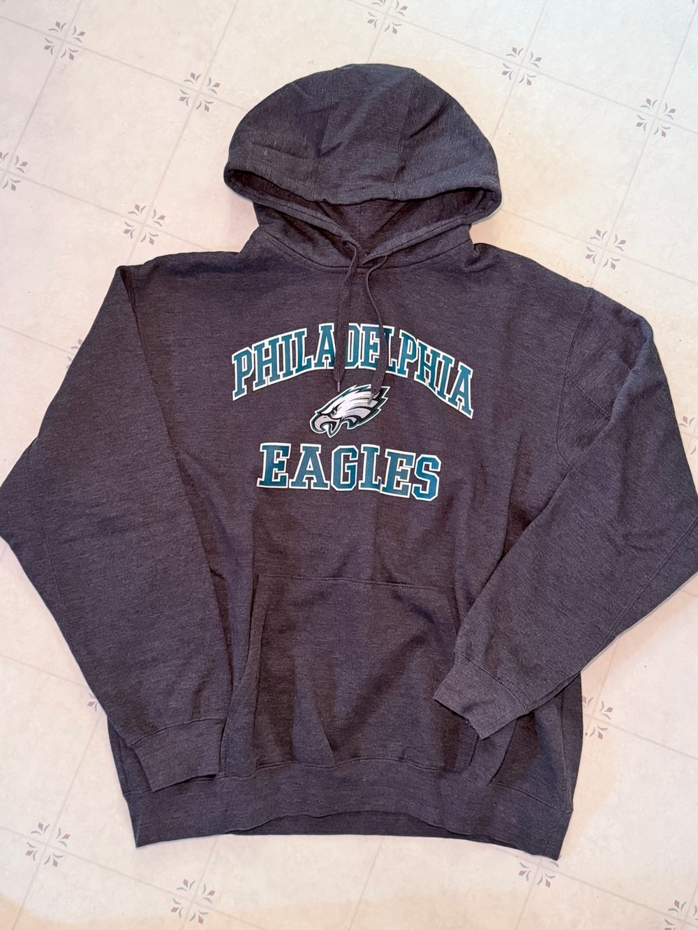 NFL Philadelphia Eagles Crewneck Sweater - Dark Gray with Teal & White Logo XL